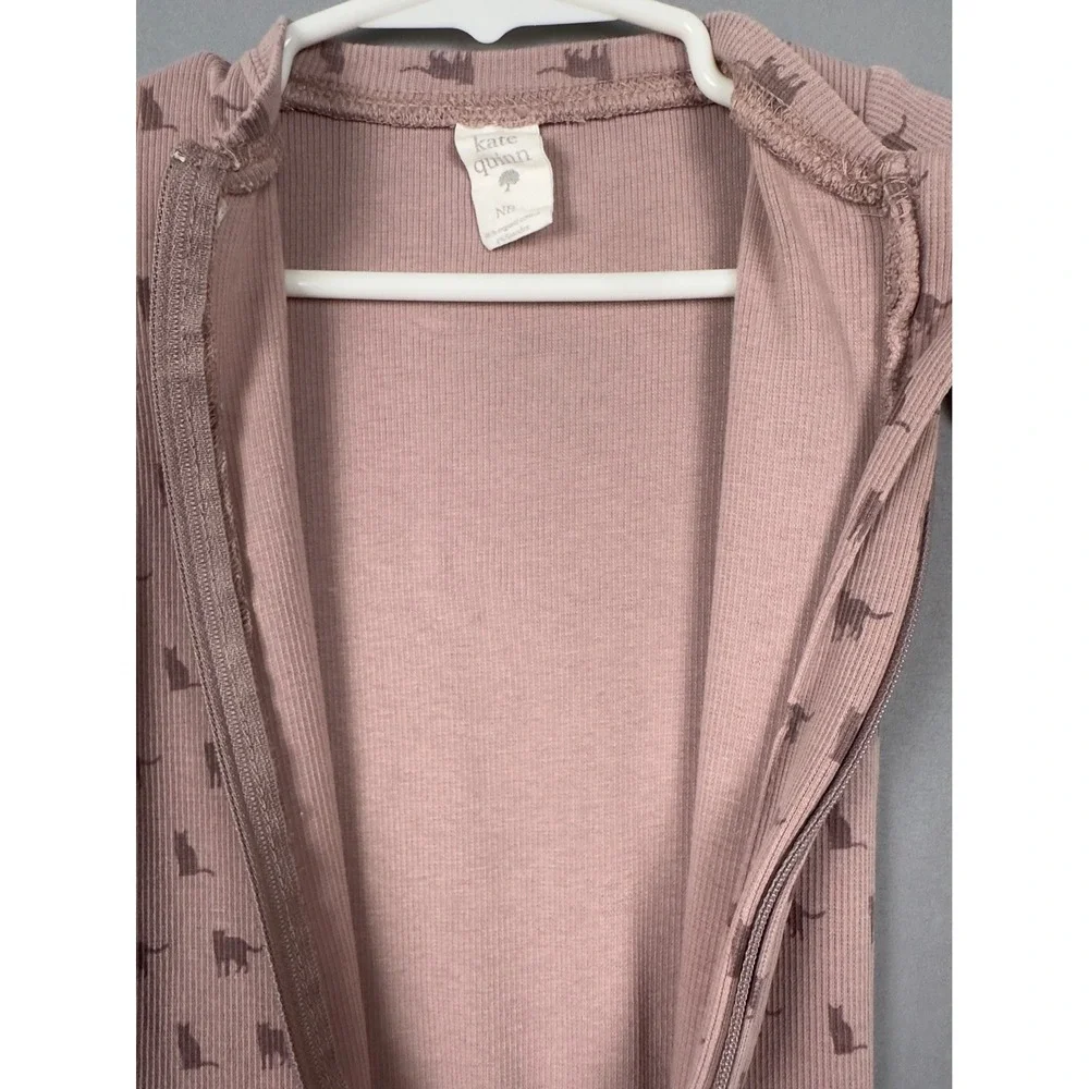 Kate Quinn NB‎ Baby Zip Romper Organic Cotton Pink Animal Print Footless
